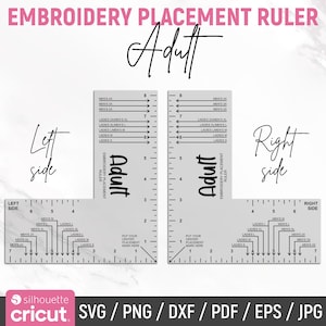 T-shirt Embroidery Logo Placement Guides, Adult T-shirt Alignment Tool Svg, Left & Right Side, T-shirt Ruler Svg, Embroidery Placement Ruler