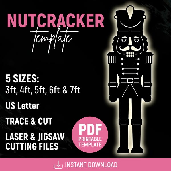 Nutcracker Template, Christmas Scene Lawn Decor, Outdoor Silhouette Template, Printable, Trace & Cut, Stencils, PDF, Instant Download