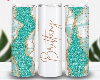 Add Your Own Text / Name Agate Marble Glitter Sublimation Tumbler Design BUNDLE, 20oz 30oz Skinny Tumbler Wrap, Printable, Digital Download
