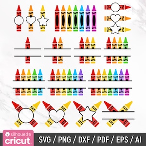 Crayon Split Monogram Svg, Crayon Svg, Professor Svg, Crayon Wrapper Svg, Crayon Set Svg, Arquivos cortados, Cricut, Silhueta, Png, Download instantâneo