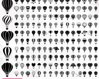 Heißluftballon Bundle, Heißluftballon Clipart, Heißluftballon Silhouette, fliegender Heißluftballon, Cut File, Instant Download