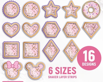 Shaker Cake Topper Svg BUNDLE, Shaker Layer Strips, Birthday Cake Topper Svg, Scalloped Shaker Svg, Layered Svg, 3D Shaker, Instant Download