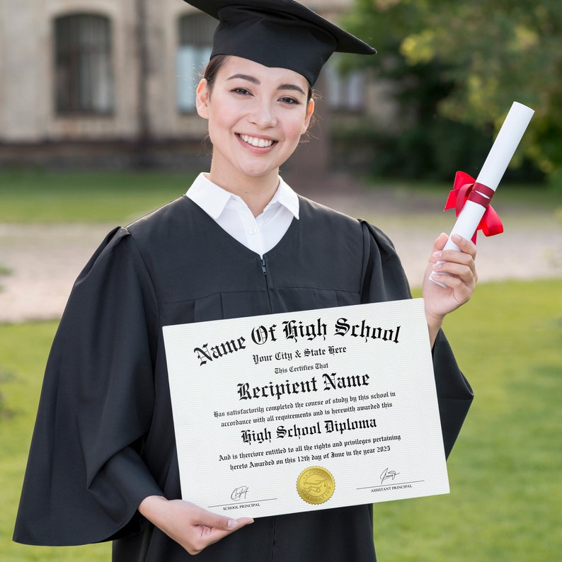High School Diploma, Home School Diploma, Diploma Template, Printable Certificate With Seal, Diploma Replica Template, Canva Editable image 6