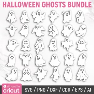 Ghost Svg Bundle, Ghost Clipart, Halloween Svg, Ghost Outline, Ghost Silhouette, Ghost Vector, Boo Svg, Spooky Svg, Instant Download