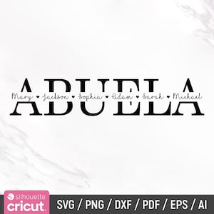 Abuela Svg, Abuela Svg, Día de la Madre Svg, Abuela Split Name Frame Svg, Abuela Svg, Archivo de corte, Cricut, Silhouette, Descarga instantánea