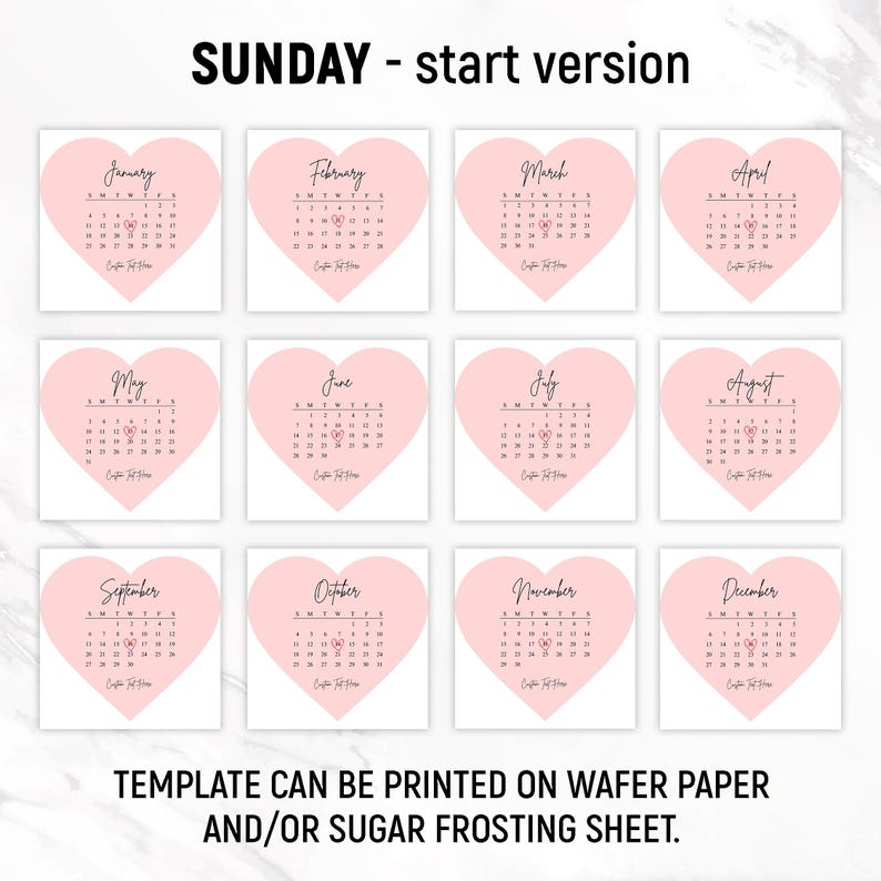 2026 Burn Away Cake Topper Calendar Template, Custom Heart Сake Topper, Calendar Printable, Birthday Cake Topper, Printable, Canva Editable image 5