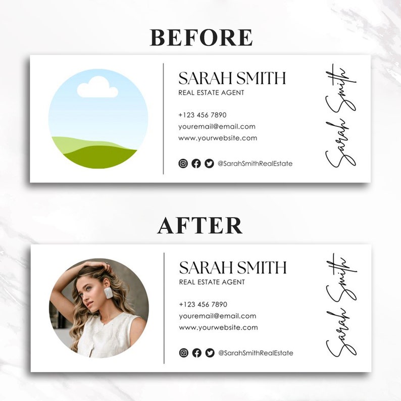 Email Signature Template, Realtor, Clickable, Gmail, Modern, Professional, Real Estate, Two Photo or Logo, Email Footer, Canva Editable image 4