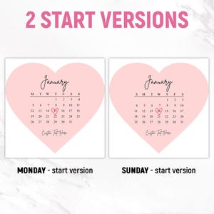2026 Burn Away Cake Topper Calendar Template, Custom Heart Сake Topper, Calendar Printable, Birthday Cake Topper, Printable, Canva Editable image 2