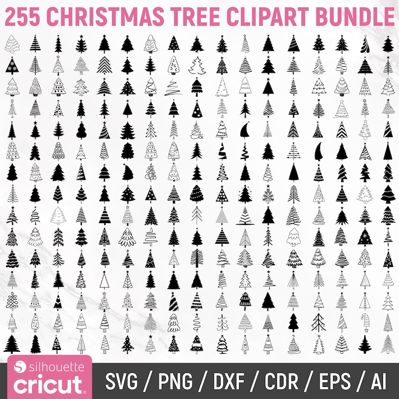 Weihnachtsbaum-SVG-Bundle, Weihnachts-SVG, Weihnachtsbaum-Clipart, Weihnachtsbaumschmuck-SVG, Weihnachtsbaum-Silhouette, PNG, Sofort-Download Bild 2