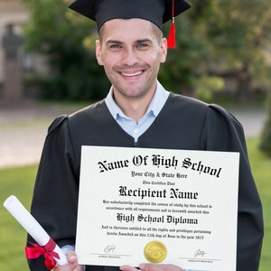 High School Diploma, Home School Diploma, Diploma Template, Printable Certificate With Seal, Diploma Replica Template, Canva Editable image 4