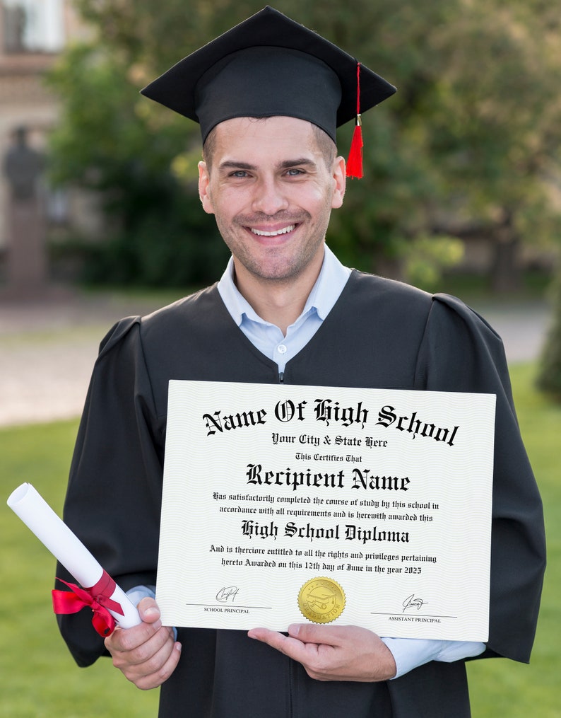 High School Diploma, Home School Diploma, Diploma Template, Printable Certificate With Seal, Diploma Replica Template, Canva Editable image 4