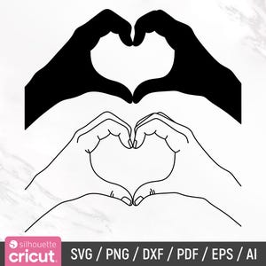 Herz Hände Kunst, Herz Hände, Liebe Hände Kunst, Herz Zeichen Kunst, Herzform Hände Kunst, Valentinstag, Cricut, Silhouette, Sofort Download
