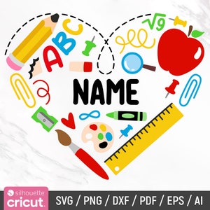 Benutzerdefinierte Lehrer Herz SVG, Lehrer SVG, zurück in der Schule, Lehrer Geschenk, Lehrer Shirt svg, Schulbedarf svg, Sublimationsdesign, Png, Cricut