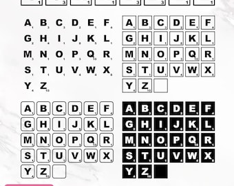 Scrabble Tiles Svg, Alphabet Letter Tiles, Scrabble Tiles Cut Files, Scrabble Tiles Clipart, Letters Family Sign Svg, Png, Instant Download