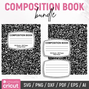 Composition Book Svg, Composition Book Cover, Notebook Template, Composition Book Pattern, Notebook Label Template, Teacher Gift Svg, Cricut
