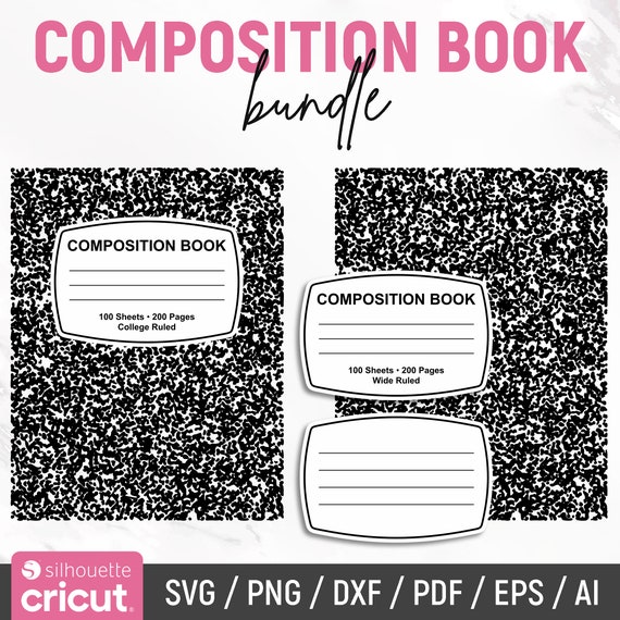 Composition Book Svg, Composition Book Cover, Notebook Template, Composition Book Pattern, Notebook Label Template, DIY, Instant Download