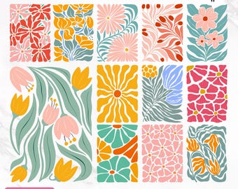 Abstract Flower Svg Bundle, Danish Flower Svg, Retro Flower Svg, Boho Flower Svg, Boho Floral Svg, Groovy Flower Svg, Png, Digital Download