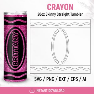 Crayon Tumbler Wrap Design, Crayon Tumbler Wrap Design, 20 Unzen Skinny Tumbler Wrap, Burst Tumbler svg, Lehrer Tumber, Glitter, personalisiert