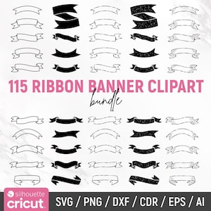 Banner-Svg-Bundle, Banner-Clipart, Banner Png, Geburtstagsbanner-Svg, Banner-Kontur, Band-Banner-Svg, Cut Files, Cricut, Instant Download