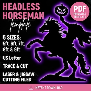 Headless Horseman Template, Halloween Scene Lawn Decor, Outdoor Silhouette Template, DIY, Trace & Cut, Stencils, PDF, Instant Download