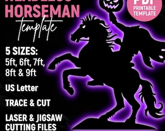 Headless Horseman Template, Halloween Scene Lawn Decor, Outdoor Silhouette Template, DIY, Trace & Cut, Stencils, PDF, Instant Download