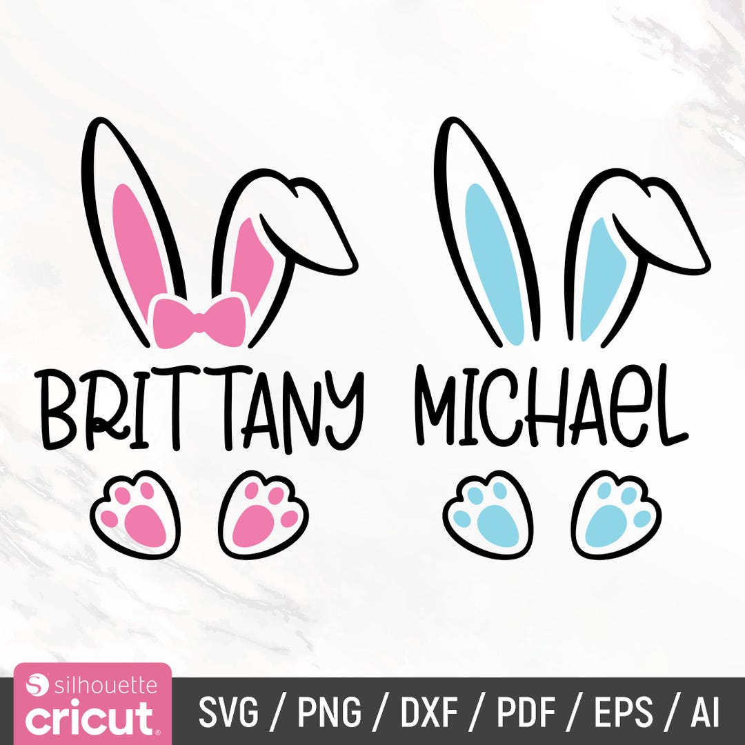 Bunny Name Frame Svg, Baby Girl + Baby Boy, Easter Bunny Svg, Split ...