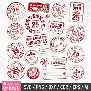 Paquete de sellos de Papá Noel en formato Svg, Polo Norte en formato Svg, Sello de Navidad en formato Svg, Entrega especial en formato Dvg, Sello de Papá Noel en formato Svg, Letra de Papá Noel en formato Svg, Png, Descarga instantánea