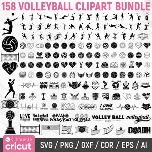 Paquete de imágenes SVG de voleibol, imágenes prediseñadas de voleibol, imágenes SVG de deportes, imágenes SVG de balón de voleibol, silueta de voleibol, imágenes SVG de jugador de voleibol, descarga instantánea.