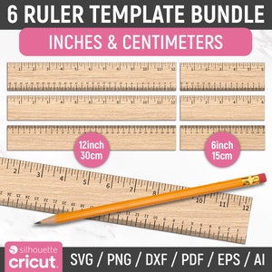 Laser Cut Ruler Bundle, Inches and Centimeters, Horizontal Ruler Markings, Laser Cutting Wood, Laser Cut File, Cricut, Silhouette, Glowforge