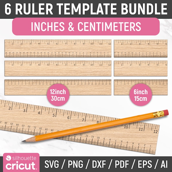 Laser Cut Lineal Bundle, Zoll und Zentimeter, horizontale Linealmarkierungen, Lasercut-Datei, Cricut, Silhouette, Glowforge