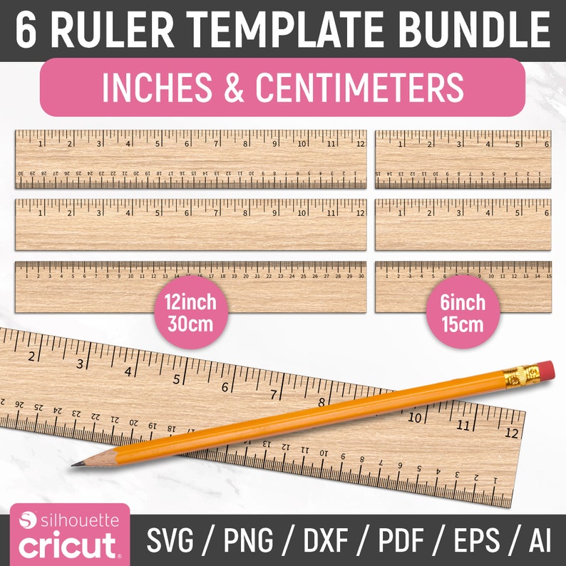Laser Cut Ruler Bundle, Inches and Centimeters, Horizontal Ruler ...
