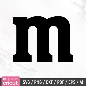 Może przedstawiać: Czarna duża litera M w pogrubionym, blokowym stylu czcionki.