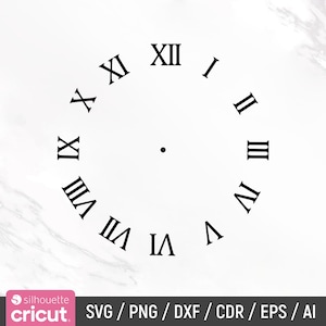 May include: A black and white clock face with Roman numerals. The clock face is on a white background.
