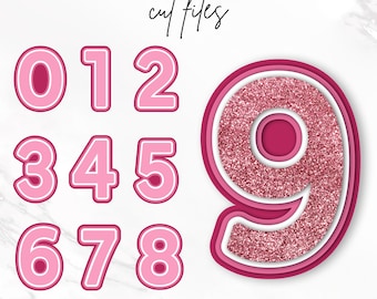 0-9 Shadow Layered Bold Numbers Svg, Birthday Cake or Cupcakes Topper, Layered Numbers Svg, Party Favor, Cut Files, Cricut, Instant Download