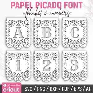 Papel Picado Font Svg, Papel Picado Banner, Mexican Banner, Fiesta Bunting, Dia De Los Muertos, Party Svg, Laser Cut Files, Instant Download