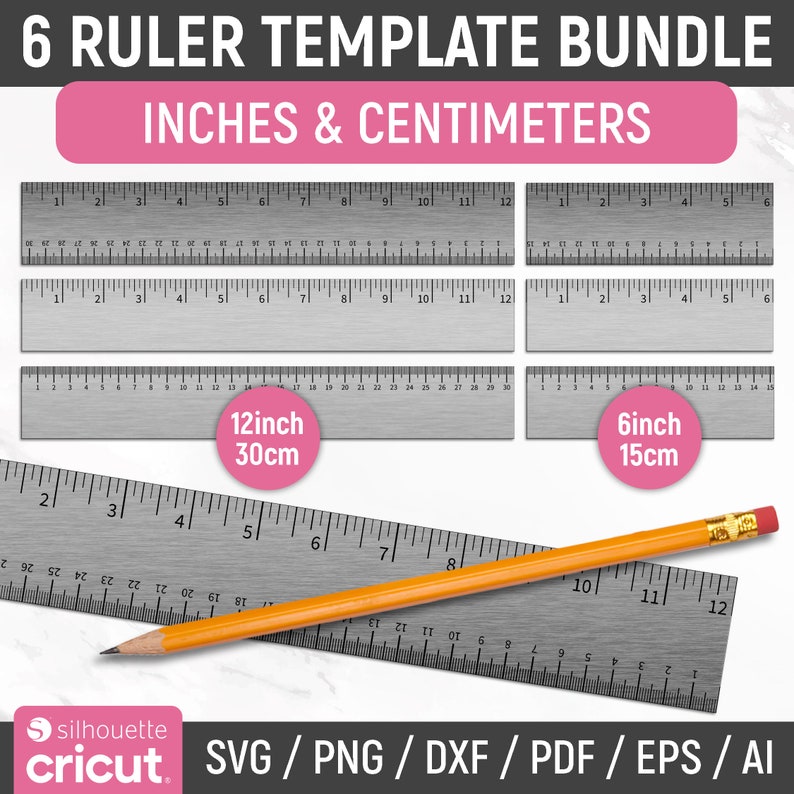 Laser Cut Ruler Bundle, Inches and Centimeters, Horizontal Ruler ...