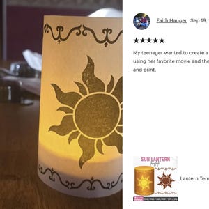 Lantern Template, Sun Lantern Svg, Princess Sun Svg, Tangled Lantern, Hanging Paper Lantern, Floating Paper Lantern, DIY, Instant Download image 5