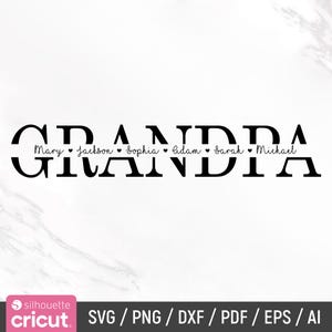 Abuelo Svg, Abuelo Svg, Día del Padre Svg, Abuelo con marco de nombre dividido Svg, Abuelo Svg, Archivo de corte, Cricut, Silueta, Descarga instantánea