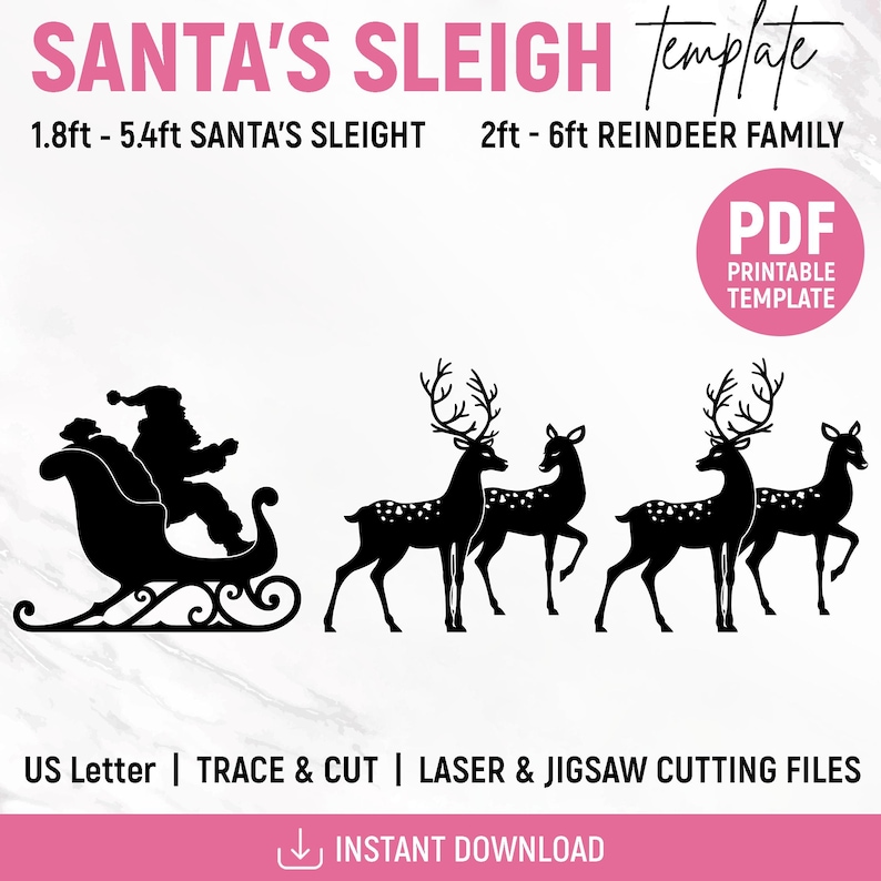 Letter R Sleigh Santa's Sleigh and Reindeer Template, Christmas Scene Lawn Decor ...