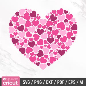Heart Svg, Love Svg, Valentine&#39;s Day Svg, Valentine heart Svg, Hearts in Heart Svg, Heart Shape Svg, Sublimation Designs, Instant Download