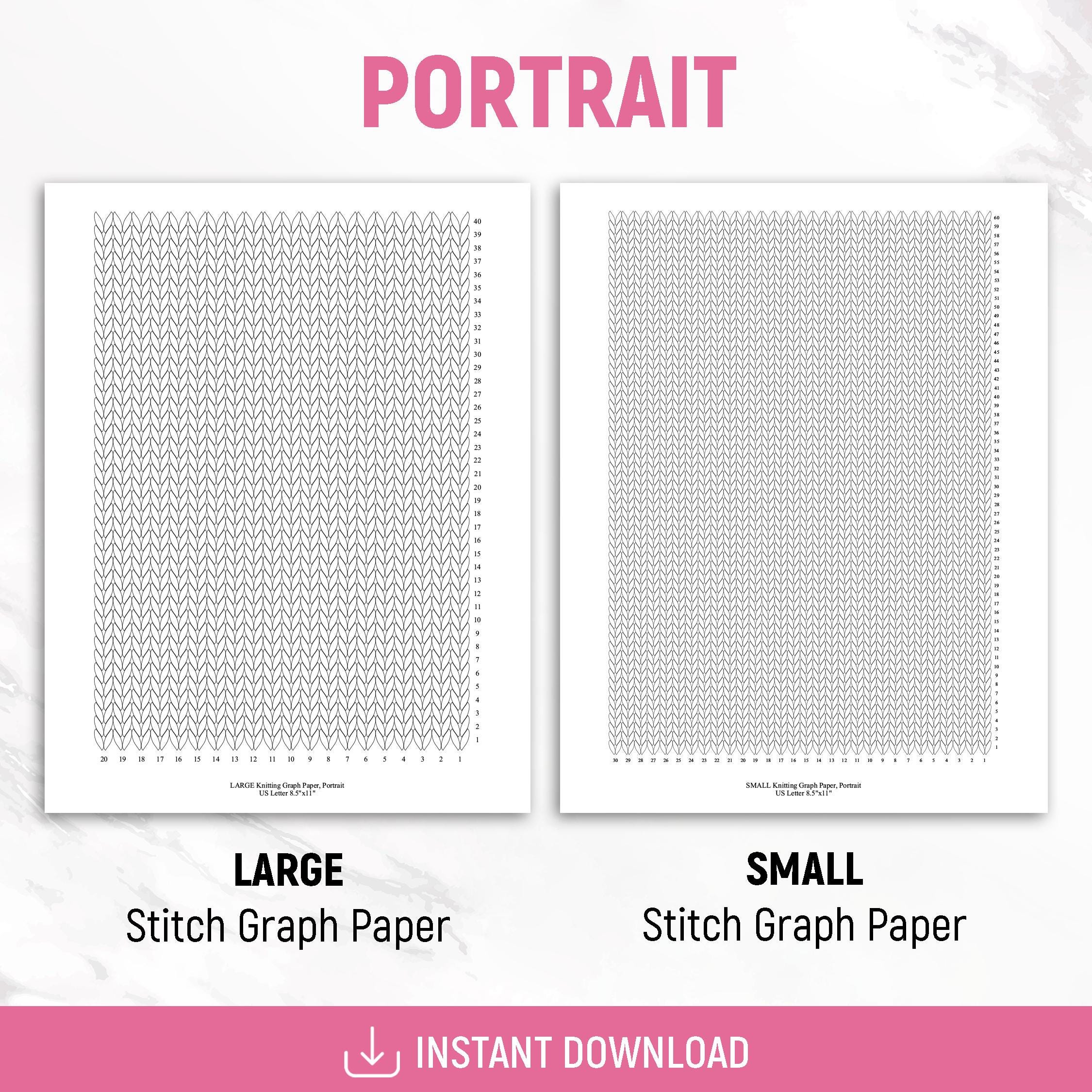 Knit Stitch Graph Paper, Knitting Graph Paper, US Letter, A4, Small ...