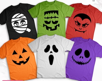 Halloween Faces Svg Bundle, Pumpkin, Frankenstein, Dracula, Ghost, Mummy, Jack, Pumpkin Face T-Shirt, Sublimation Designs, Instant Download