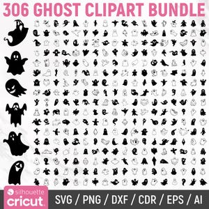 Ghost Svg Bundle, Ghost Clipart, Ghost Outline, Ghost Silhouette, Ghost Vector, Boo Svg, Spooky Svg, Halloween Svg, Png, Instant Download