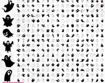 Ghost Svg Bundle, Ghost Clipart, Ghost Outline, Ghost Silhouette, Ghost Vector, Boo Svg, Spooky Svg, Halloween Svg, Png, Instant Download