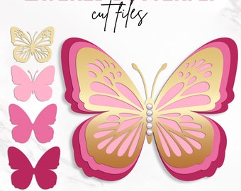 Butterfly Svg, 3D Butterfly Svg, Butterfly Template, Layered  Butterfly, Butterfly Clipart, Butterfly Wall Decor, Dxf, Png, Instant Download