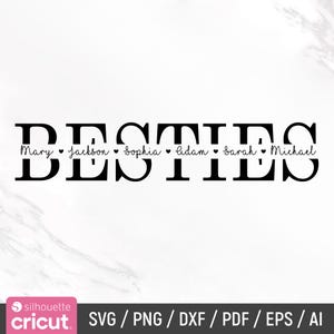 Besties Svg, vriendschap Svg, beste vriend Svg, Besties splitsen naamlijst Svg, Besties ondertekenen Svg, overzicht, Cricut, silhouet, Instant Download