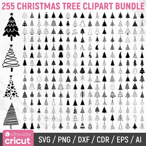 Christmas Tree Svg Bundle, Christmas Svg, Christmas Tree Clipart, Christmas Ornaments Svg, Christmas Tree Silhouette, Png, Instant Download
