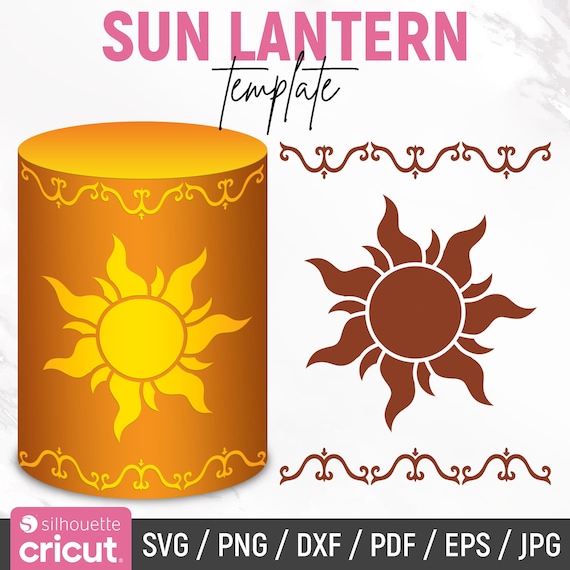 Lantern Template, Sun Lantern Svg, Princess Sun Svg, Tangled Lantern, Hanging Paper Lantern, Floating Paper Lantern, DIY, Instant Download