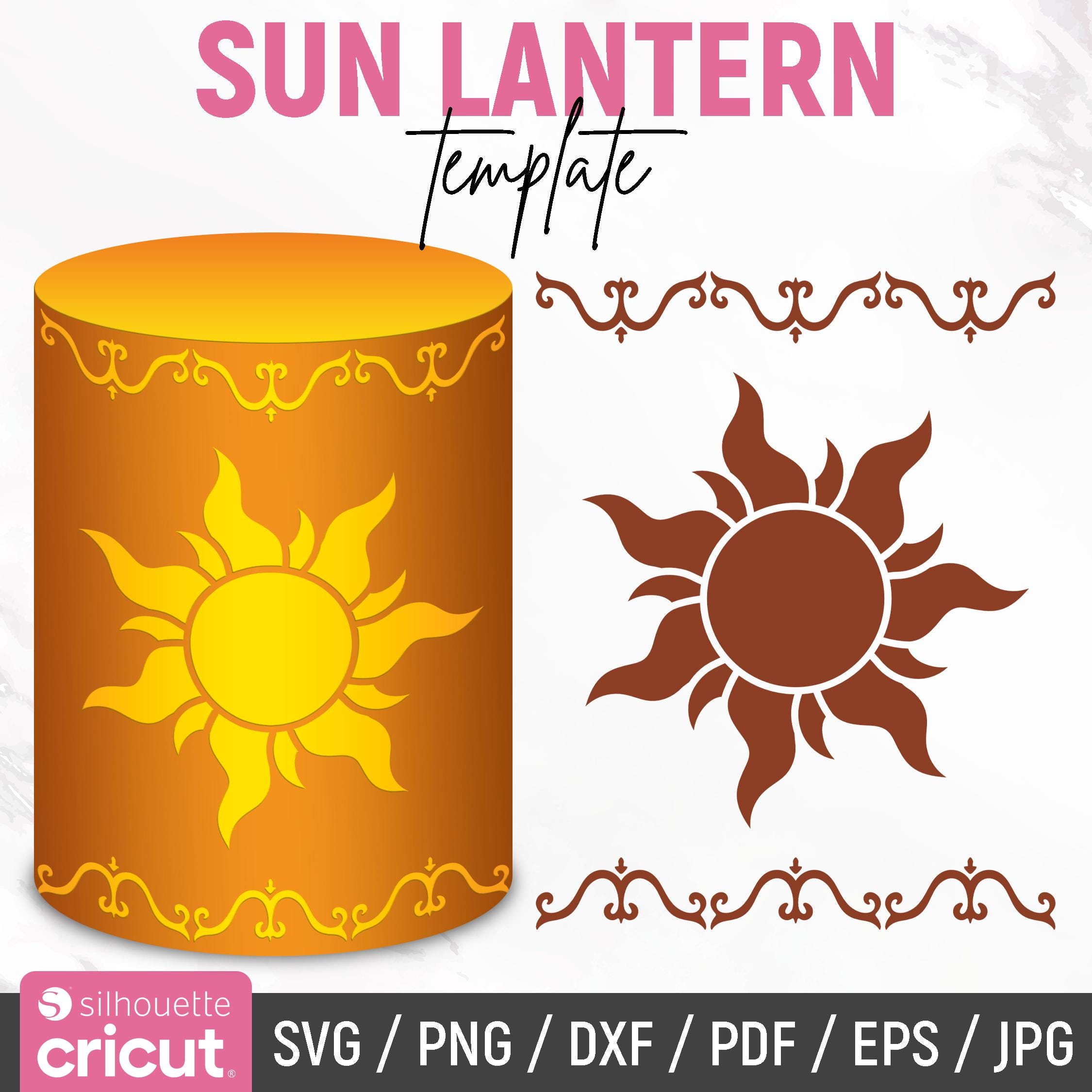 Lantern Template, Sun Lantern Svg, Princess Sun Svg, Tangled Lantern, Hanging Paper Lantern, Floating Paper Lantern, DIY, Instant Download