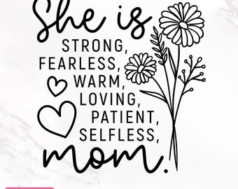 She Is Mom Svg, Mother's Day Svg, Mother Inspirational Quote Svg, Mom Life Svg, Mom Quote Svg, Sublimation Design, Png, Instant Download